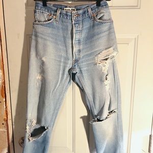 Re/done thrashed high rise ankle crop